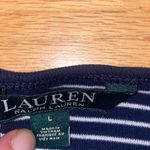 Ralph Lauren  Top Womens large Blue White Stripe‎ Boat Neck  Stretch Blouse Shirt Photo 4