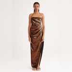 NWT Rumer Phoenix Maxi Dress in Bronze‎ Small Brown Photo 3