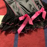 Frederick's of Hollywood  Black Pink Bows Stretchy Satin Sissy Corset whimsygoth Photo 1