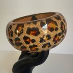 Vintage Leopard Print Bangle Bracelet Brown Photo 0