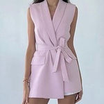 ZARA  WOMAN PINK ZW COLLECTION TIED BELTED VEST SIZE medium  Photo 0