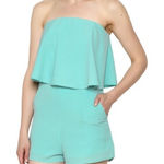 She & Sky She Sky Romper Womens Medium Blue Aqua Popover Sleeveless Mermaidcore Photo 0