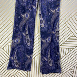 Anthropologie  Maeve Maria Pant Trouser Flared Paisley Print Metallic Blue Size 0 Photo 8