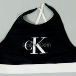 Calvin Klein Black βCKβ Logo Graphic Halter Criss-Cross Sports Bra Bralette Lingerie Size M π€π€ Photo 0