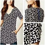 Deletta Anthropologie Black White Polka Dots Tunic Dress Pockets Back Zip Small Photo 1