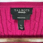Talbots Cardigan Sweater XL Pink Cable Knit 100% Pima Cotton Preppy Classic Photo 1