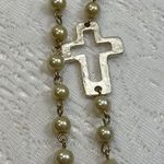 Silver Color Cross And Faux Pearl Necklace Photo 6