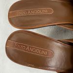 Enzo Angiolini Brown Leather Mules Heels Buckle Detail Square Toe Size 8.5M Photo 4