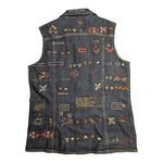 Chico's Vtg 1990s Dark Blue Denim Sleeveless Embroidered Embellished Vest 1 M Photo 1