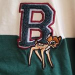 Disney Bambi Long-Sleeved Crop Top Green & Cream Striped Junior's Shirt XL Polo Photo 4