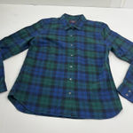 UnTuckIt Pipers Brook Blue Green‎ Solid Plaid Button Front Shirt Womens Size 10 Photo 0