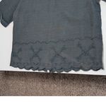 Hot Cotton Marc Ware Linen Button Down Shirt Embroidered Short Sleeve Gray Blue Photo 4