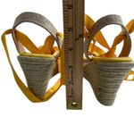 Talbots  Espadrille‎ Wedge Sandals Size 9 Yellow Red Ribbon Tie Up Ankle Stripe Photo 4