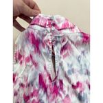 Halogen Womens Blouse Size XS Pink Gray Abstract Mock Neck Keyhole Sleeveless Photo 6