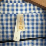 Helen Jon Women's L Blue White Gingham Button Up Roll Tab Sleeve Beach Cover Up Size L Photo 2