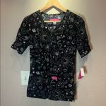 Betsey Johnson New  Scrubs Top Medical Dental Fate and Fortune Canola Size XS NWT Photo 1