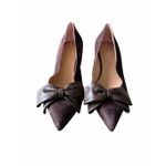 Bruno Magli Brown Pump Size 10US Pointed Toe Kitten Heel Bow Accent NEW Photo 3