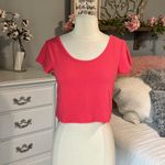 Cherish  Coral Pink Cotton Crop Top Womens Large Photo 1