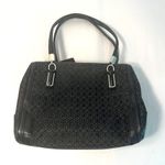 Coach Madeline Needlepoint Op Art Satchel Black Canvas w/Leather Trims Photo 1