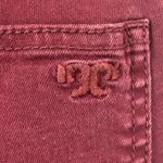 Tory Burch  Maroon super Skinny Fall Jeans with Gold logo and button fly.  23 Photo 4