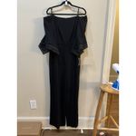 Adrianna Papell AP1E209617 Flounce Sleeve Jumpsuit Black Size 14 Party Cocktail Photo 2