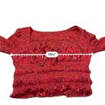 Free People Lolita Smocked Red Floral Long Sleeve Cropped Top Sz XS Photo 7