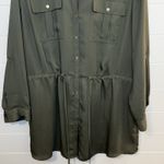 Chico's  Womens Olive Green Shirt Dress Size Large Tab Sleeves Pockets Plus Size 3 Photo 2