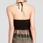 Free People  Black Halter Neck Fringe Crop Top Photo 1
