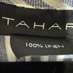 Tahari  Blue and White Striped Linen Shirt Photo 2