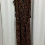 American Eagle Brown Leopard Print Wide Leg Cropped Jumpsuit Sz.M NWT Photo 2