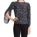 Generation Love  Idina Tulip Sleeve  100% Silk Leopard Print Blouse Size XS Photo 0