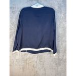 J Crew 365 Silk Blouse Size 14 Navy Gray Trim Preppy Academia Office Blue Photo 3