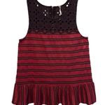 Free People  Sleeveless Eyelet Crochet Stripe Peplum Tank Top Photo 0