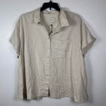 Ava & Viv  Cream Women's Linen Button Down Shirt Photo 0