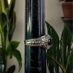 Sterling Silver Sapphire Solitaire Birthstone Ring, Accented Band in Size 7 Photo 1