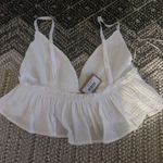 Boutique White Ruffle Crop Top Size M Photo 1
