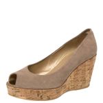 Stuart Weitzman  Grey Suede Anna Cork Wedge  
Platform Peep Toe Pumps Photo 5