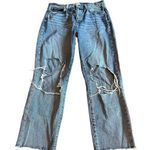 L'Agence Light Wash Jeans Wide Leg Distressed Knees 100% Cotton Size 27 Women's Photo 0