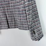 J.Crew  Tweed Fringe Plaid Blazer Jacket Navy Blue Red White Size 10 EUC Photo 14