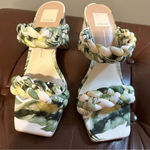 NEW Dolce Vita Block Heel Sandal Palm Leaf Tropical Print Pailey Sandal Size 8.5 White Photo 1