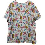 Disney Winnie The Pooh Scrub Top Women's 2X White Floral Print V-Neck Pockets Photo 1