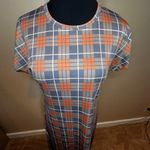 LuLaRoe  Women's Size XS Maria Maxi Dress Tan Gray Orange White Plaid Pattern Photo 2