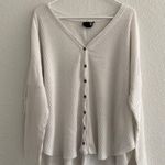 Out From Under Urban Outfitters  White Waffle Knit Button Front Long Sleeve Photo 0