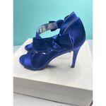 Lulu Townsend Elegant‎ Navy Blue Satin Bow Heels Photo 4