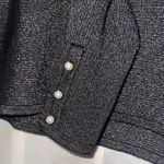 FOR THE REPUBLIC Metallic Black Dolman Sleeve Sweater Pearl Cuff Buttons Medium Photo 3
