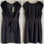 Trina Turk  Black Draped Tie Waist Sheath Dress Size 10 NWT Cocktail Work Party Photo 1