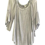 Solitaire Women's Grey 3/4 Sleeve Embroidered Tunic Top Size Plus 1X Photo 0