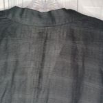 Eileen Fisher  3/4 Sleeve Black Striped Plaid 100% Linen Button-Up Blazer Photo 12