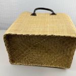 ONIGO Elegant Natural Woven Handmade French Basket Tan Tote Bag Leather Handles Photo 6