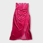 Lulus Glamorous Celebrations Dress Women's Small Pink Velvet Strapless Tulip Photo 2